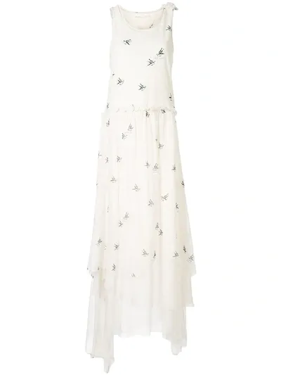 Aleksandr Manamïs Bird Print Maxi Dress In White