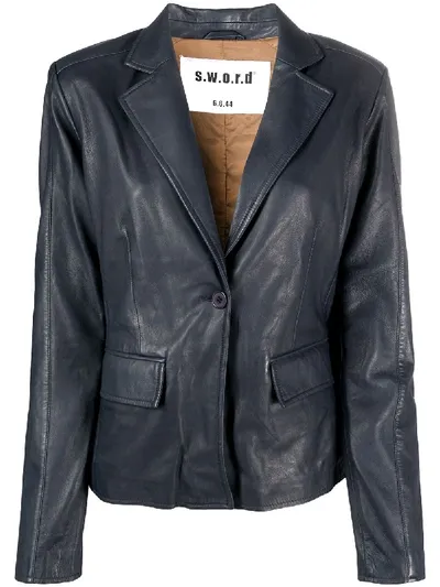 Sword 6.6.44 Leather Classic Blazer In Blue