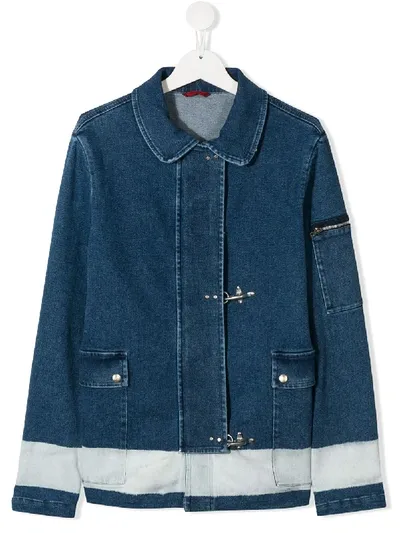 Fay Teen Concealed Fastening Denim Jacket In Blue