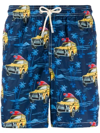 Mc2 Saint Barth Surfer Print Swim Shorts In Blue