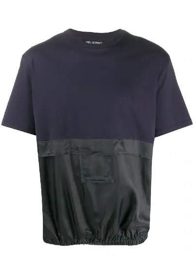 Neil Barrett Contrast Panel T-shirt In Blue