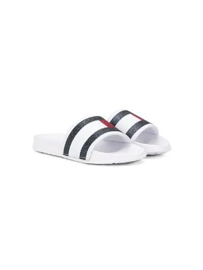 Tommy Hilfiger Junior Kids' Printed Logo Slides In White