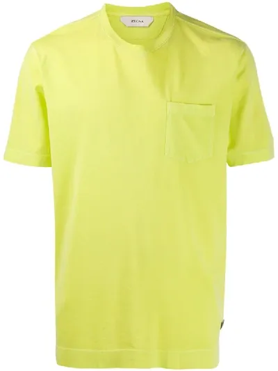 Z Zegna Crew Neck Cotton T-shirt In Yellow