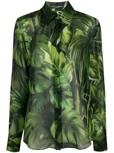 Dolce & Gabbana Women's Tropical-leaf Print Georgette Blouse In Floral Print