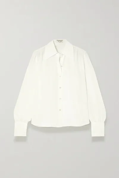 Saint Laurent Silk Crepe De Chine Blouse In White