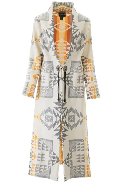 Jessie Western Blanket Coat In Beige,orange,grey