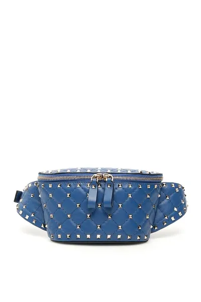 Valentino Garavani Rockstud Spike Beltbag In Blue,light Blue