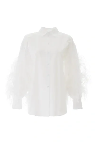 Valentino Shirt With Ostrich Feathers In White