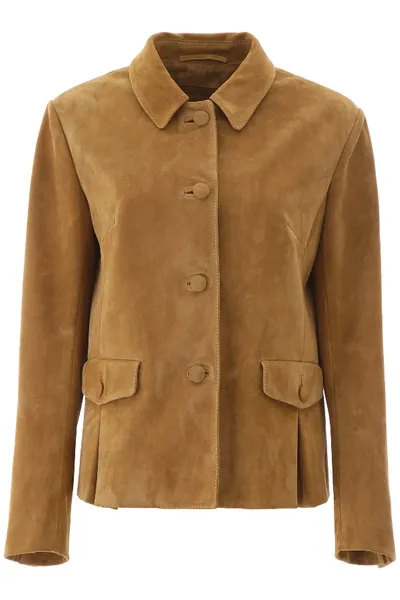 Prada Suede Jacket In Beige