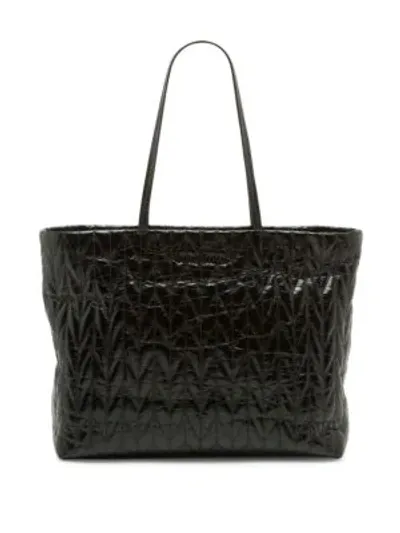 Miu Miu Women's Large Matelassé Patent Leather Tote In Black