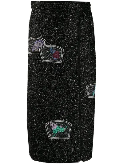 Ganni Beaded Midi Skirt In Black