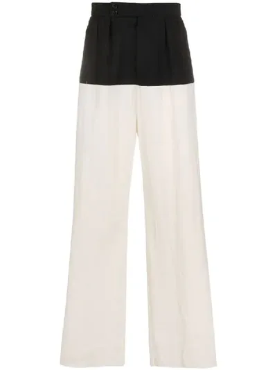 Raf Simons Colour-block Pleated Trousers In Blue