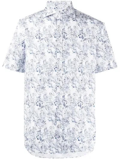 Canali Hemd Mit Print In White