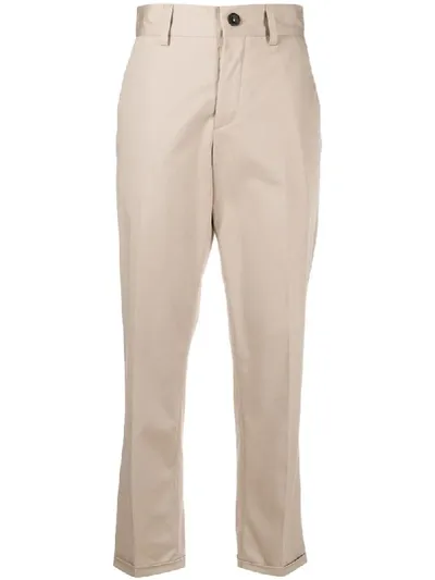 Pt01 Cropped Straight-leg Trousers In Neutrals