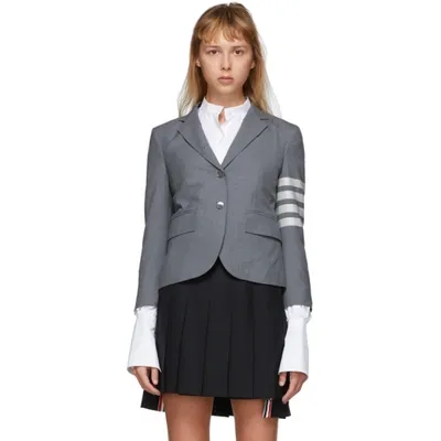 Thom Browne 4-bar Plain Weave Suiting Jacket In Grey