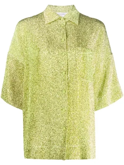 Francoise Glitter-effect Short Sleeve Blouse In Green