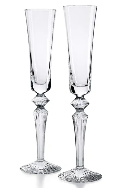 Baccarat Mille Nuits Flutissimo Set Of 2 Lead Crystal Flutes In Clear