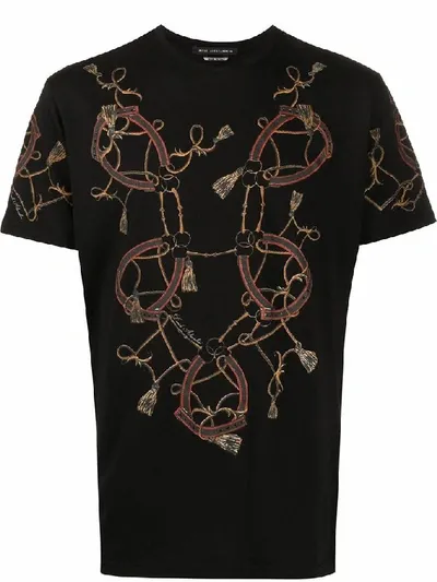 Daniele Alessandrini Harness-print Logo T-shirt In Black