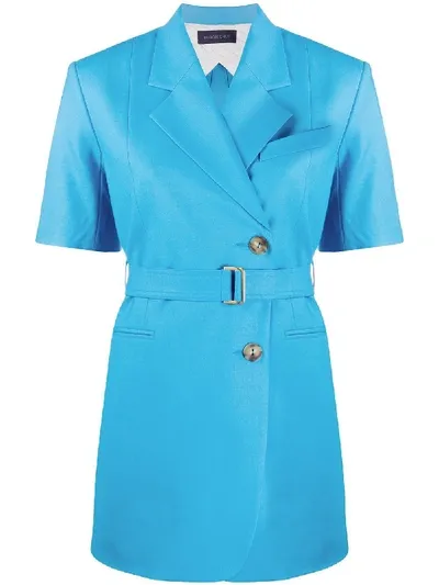 Eudon Choi Short-sleeve Belted Blazer In Blue