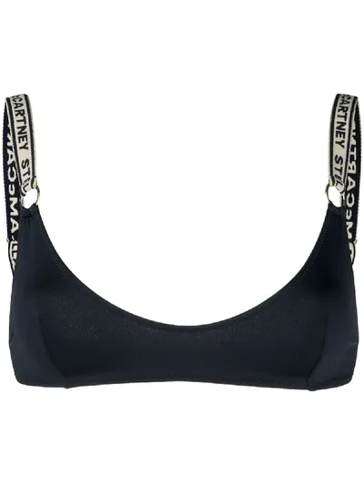 Stella Mccartney Logo-strap Sporty Bikini Top In Blau