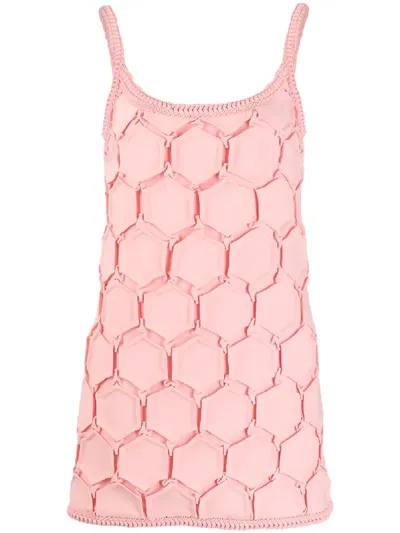 Marco De Vincenzo Hexagon Pattern Shift Dress In Pink