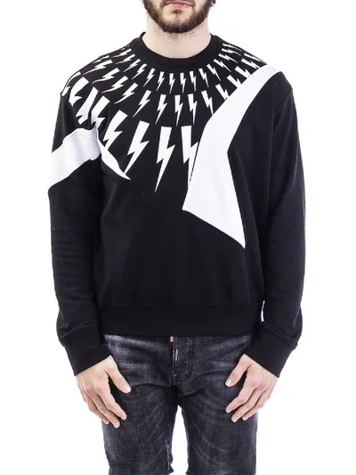 Neil Barrett Cotton Crew-neck Sweatshirt In Black,white