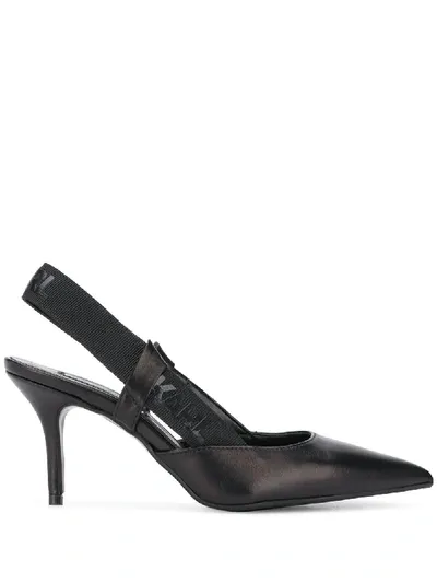 Karl Lagerfeld Pointed Sling-back Pumps In Schwarz