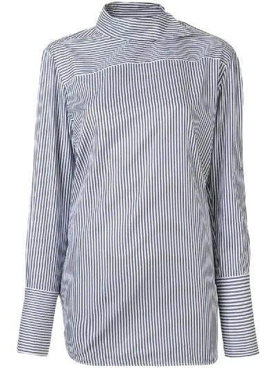 Victoria Victoria Beckham Asymmetric Striped Blouse In Blue