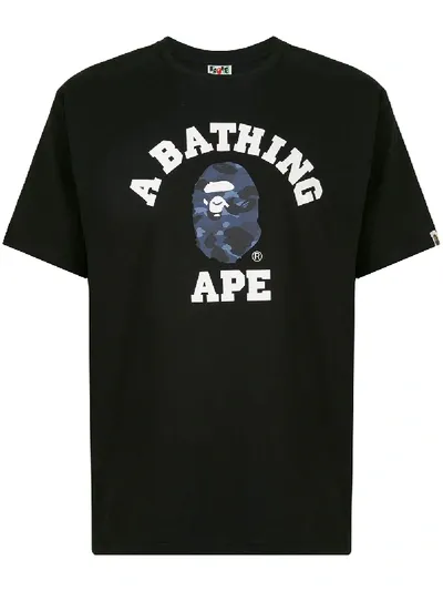 Bape Logo Print T-shirt In Black