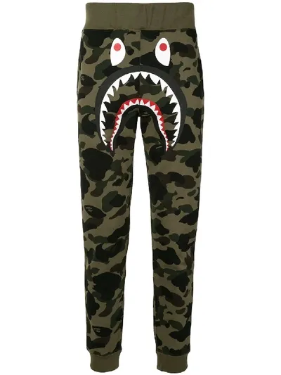 Bape Camouflage Print Track Pants In Green