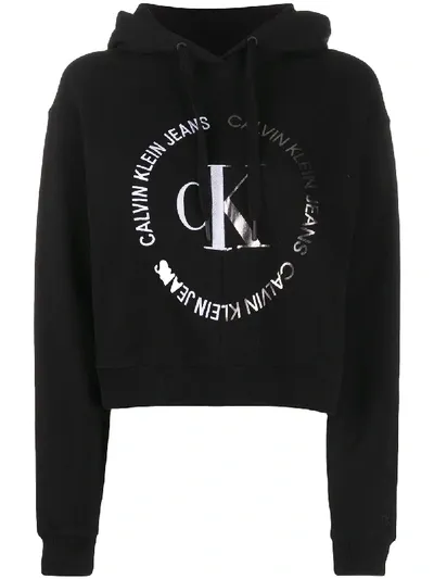 Calvin Klein Jeans Est.1978 Logo Printed Hoodie In Black