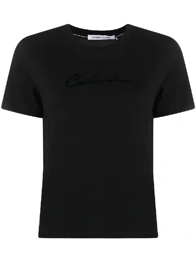 Calvin Klein Jeans Est.1978 Logo Sheer-panel T-shirt In Black