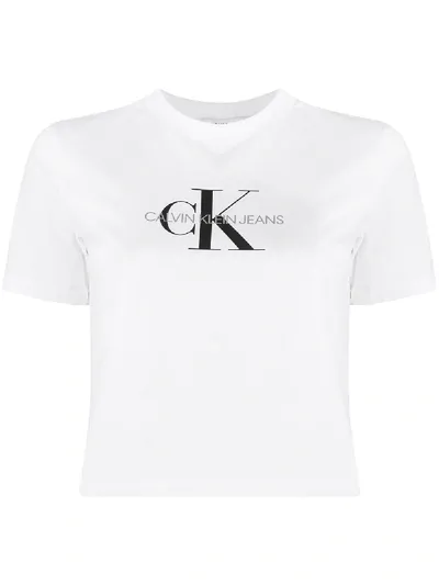 Calvin Klein Jeans Est.1978 Cropped Logo Print T In 白色