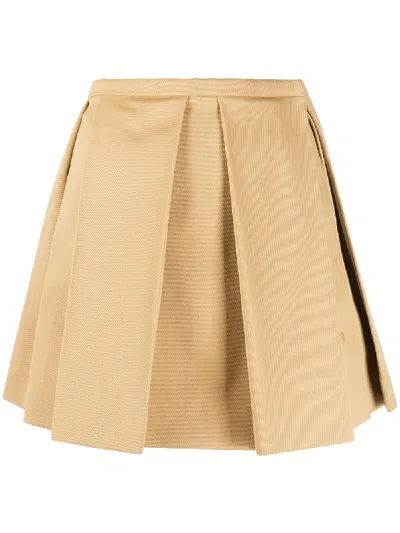 Courrèges Pleated A-line Skirt In Brown