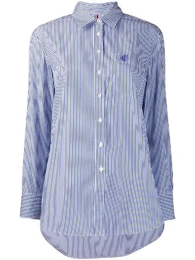 Tommy Hilfiger Pinstriped Long-sleeve Shirt In Blue