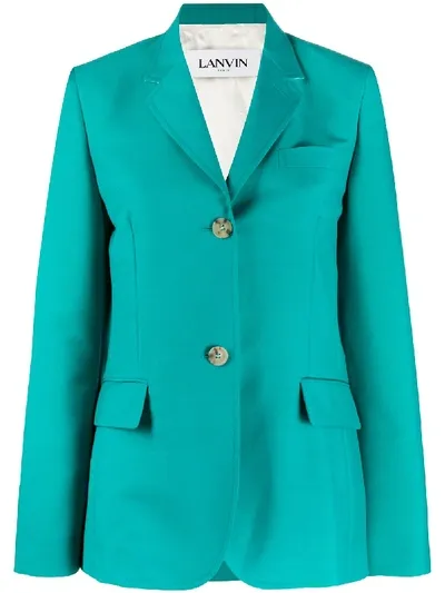 Lanvin Oversized-sleeve Single-breasted Blazer In Blue