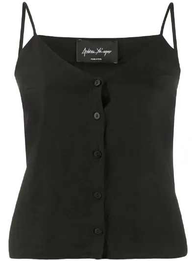 Andrea Ya'aqov Front Buttoned Camisole Top In Black