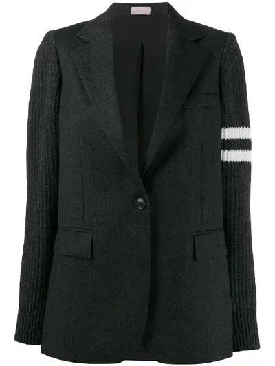 Mrz Stripe-detail Fitted Blazer In Grey