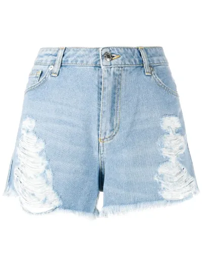 Ermanno Ermanno Ripped Denim Shorts In Blue