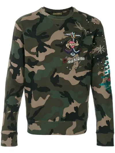 Valentino Camouflage Sweatshirt In Green