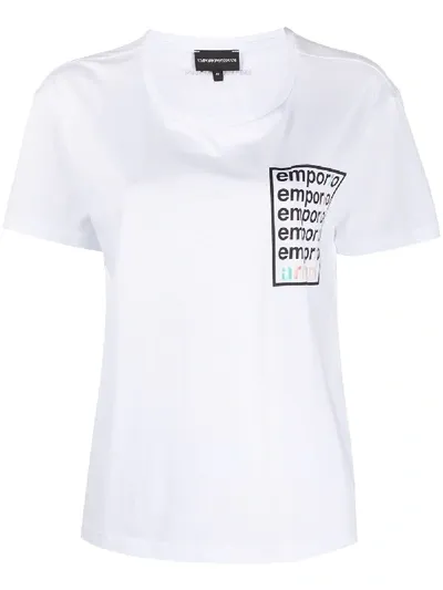 Giorgio Armani Logo Print T-shirt In White