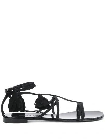 Giuseppe Zanotti Danse Du Feu Flat Sandals In Black