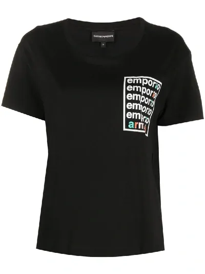 Giorgio Armani T-shirt Mit Logo-print In Black