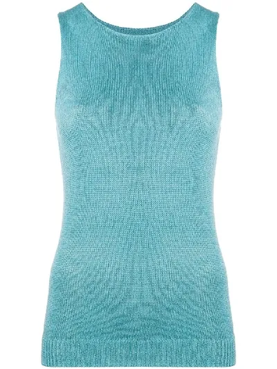 Theory Slim-fit Knitted Top In Blue