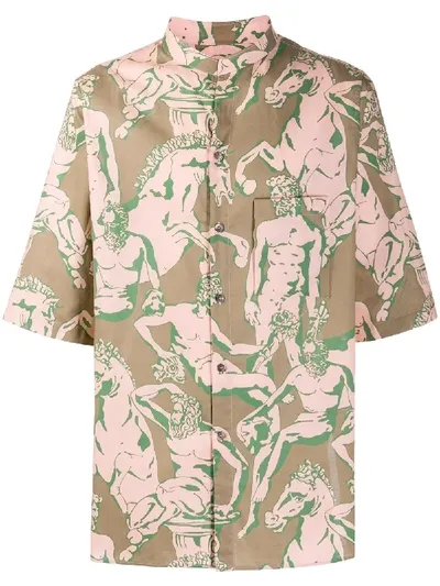 Ferragamo Fountain Of Neptune Print Shirt In Pink