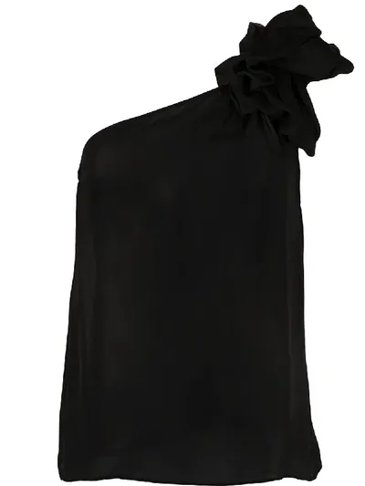 Giorgio Armani One-shoulder Draped-detail Top In Black