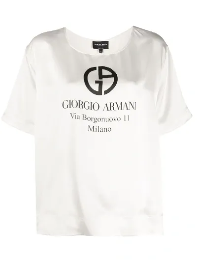 Giorgio Armani 'address' Top Aus Seide In White