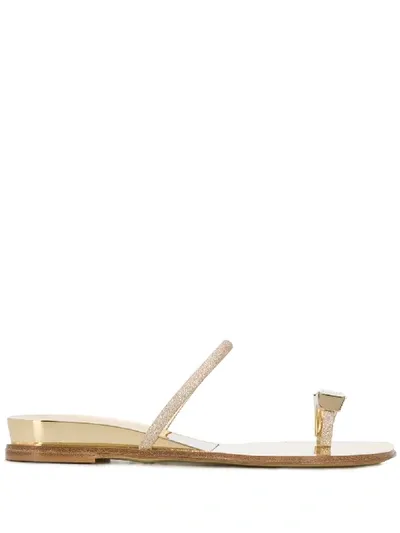 Casadei Glitter Toe Ring Sandals In Gold