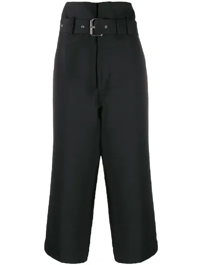 Plan C High-waist Trousers In Black