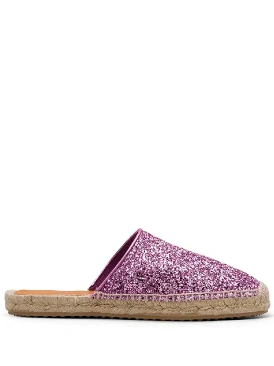 Car Shoe Glitter-effect Espadrille Mules In Pink